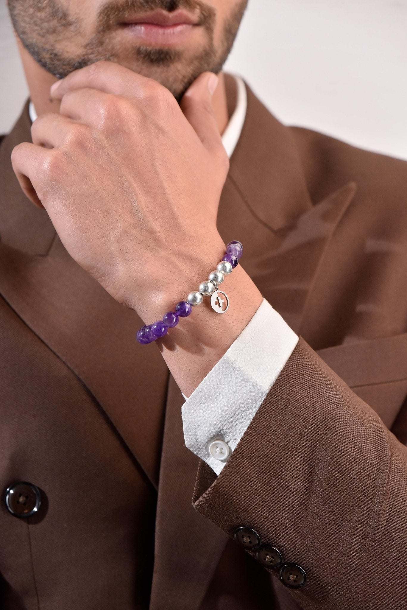 Positivators Stress Relief & Better Sleep - Amethyst & 925 Silver Bead Bracelet - Positivators