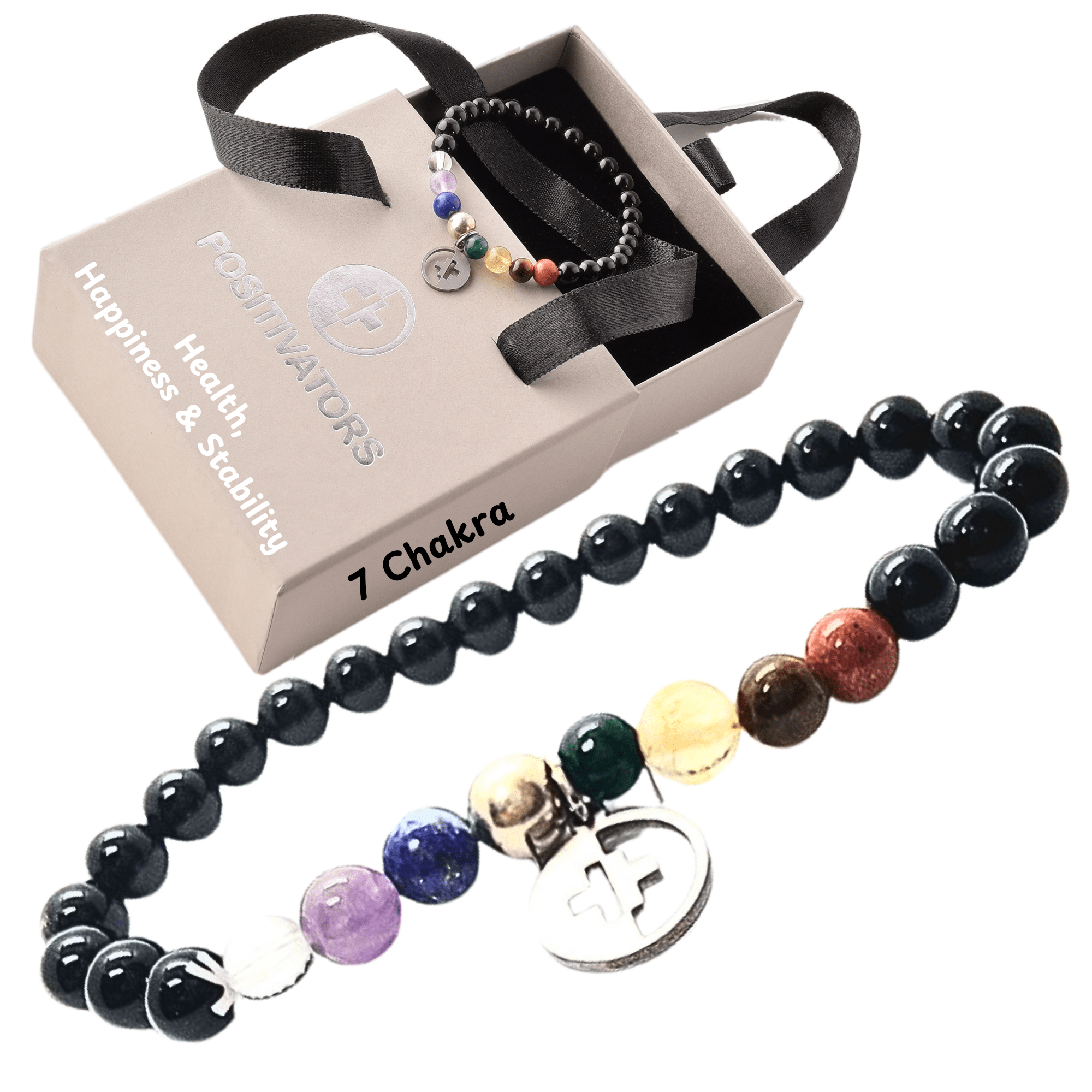 Positivators Health, Happiness & Stability - 7 Chakra & 925 Silver Bead Bracelet - Positivators