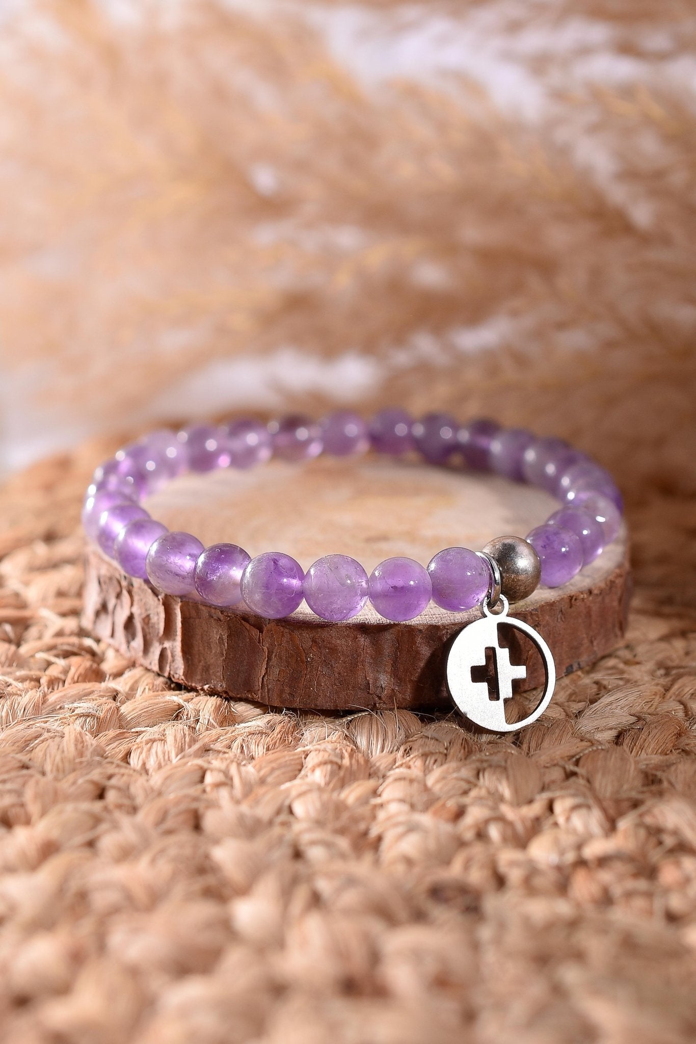 Positivators Stress Relief & Better Sleep - Amethyst & 925 Silver Bead Bracelet - Positivators
