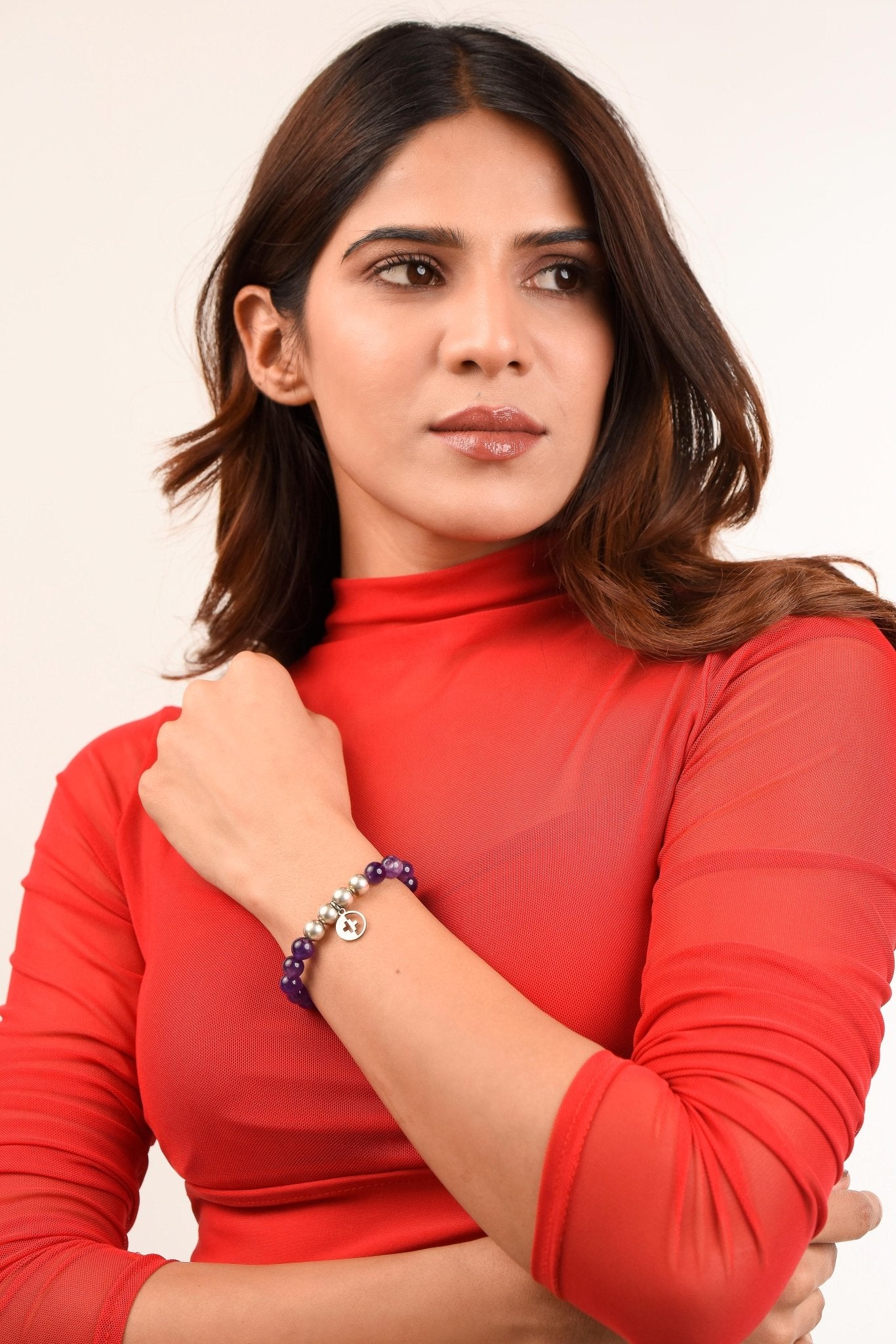 Positivators Stress Relief & Better Sleep - Amethyst & 925 Silver Bead Bracelet - Positivators