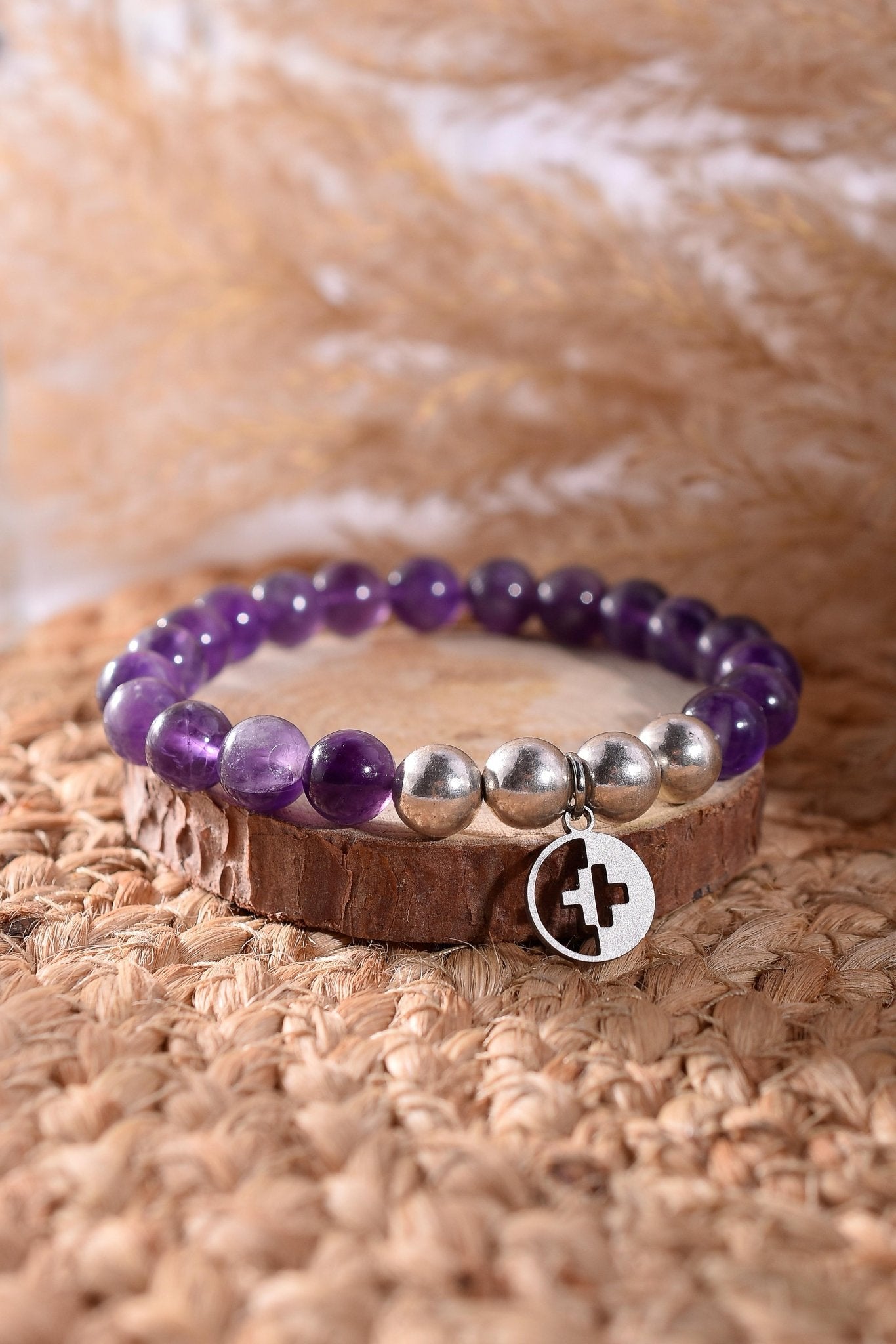 Positivators Stress Relief & Better Sleep - Amethyst & 925 Silver Bead Bracelet - Positivators
