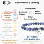 Positivators Anxiety Relief & Calming - Blue Sodalite & 925 Silver Bead Bracelet - Positivators
