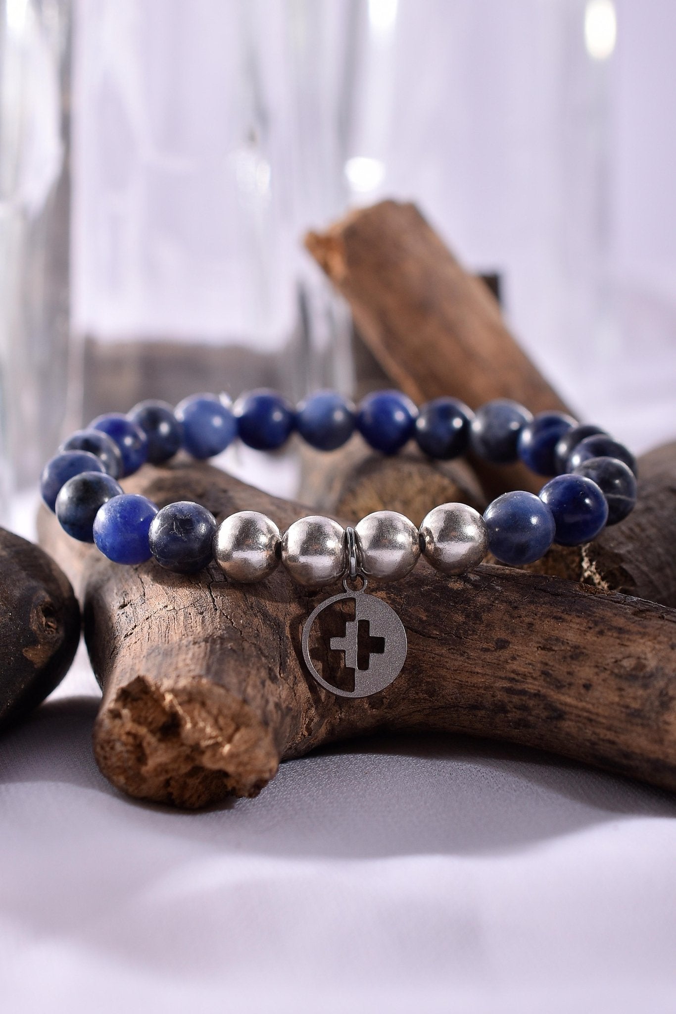 Positivators Anxiety Relief & Calming - Blue Sodalite & 925 Silver Bead Bracelet - Positivators