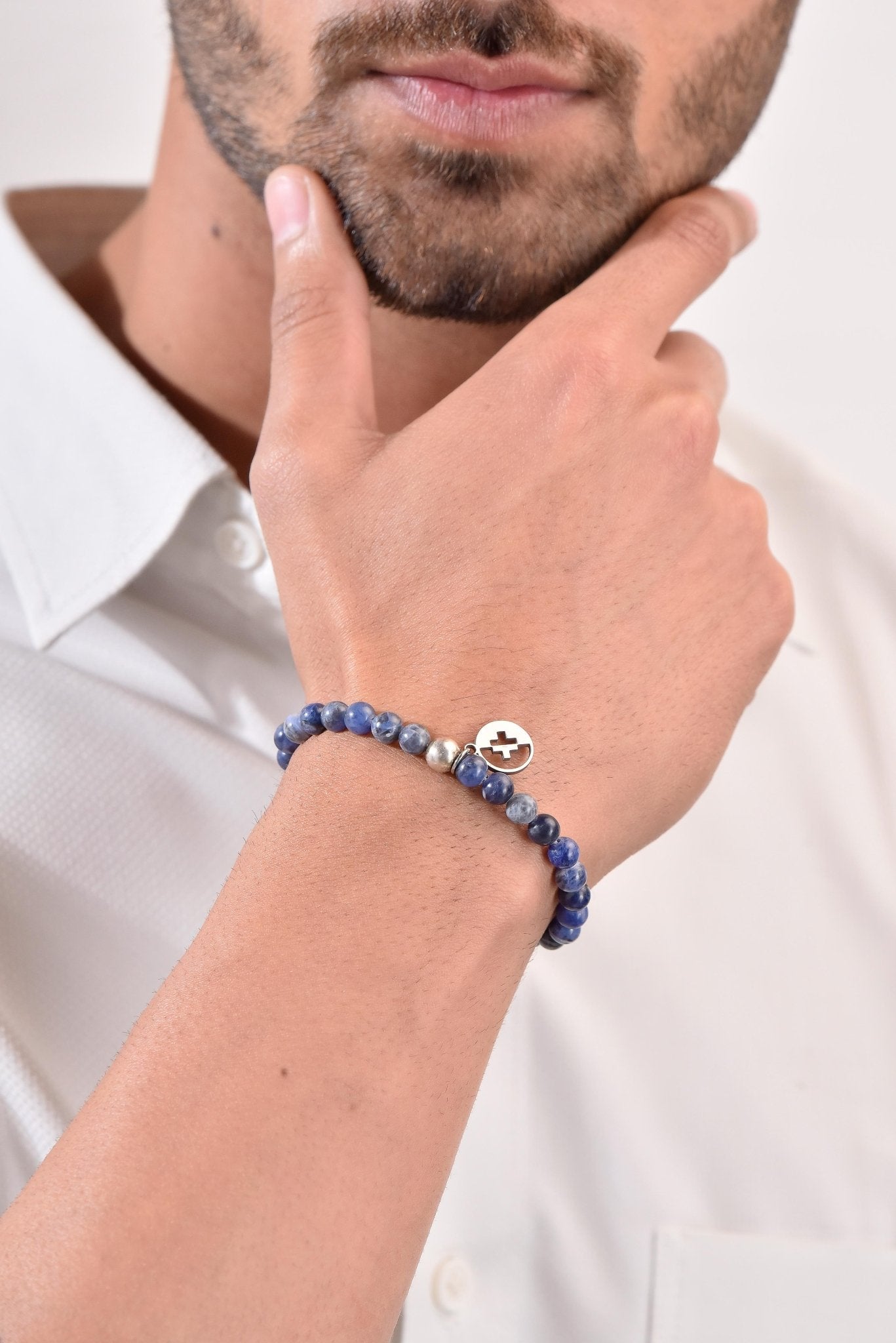 Positivators Anxiety Relief & Calming - Blue Sodalite & 925 Silver Bead Bracelet - Positivators
