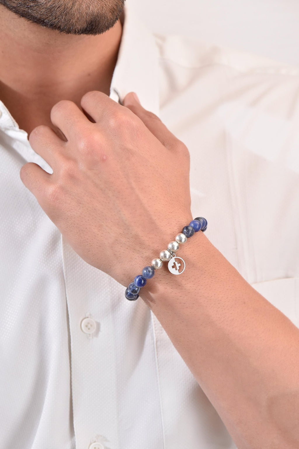Positivators Anxiety Relief & Calming - Blue Sodalite & 925 Silver Bead Bracelet - Positivators