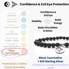 Positivators Confidence & Evil Eye - Black Tourmaline & 925 Silver Bead Bracelet - Positivators