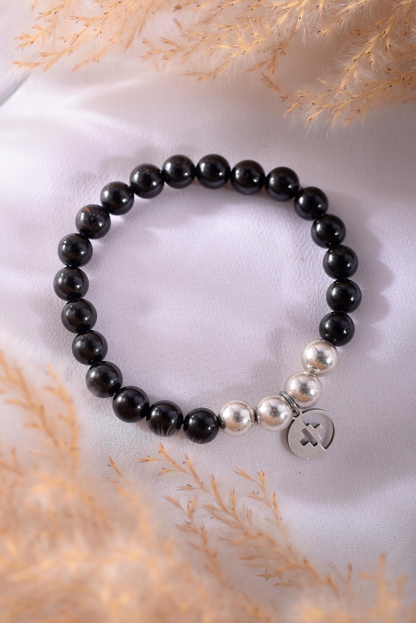 Positivators Confidence & Evil Eye - Black Tourmaline & 925 Silver Bead Bracelet - Positivators