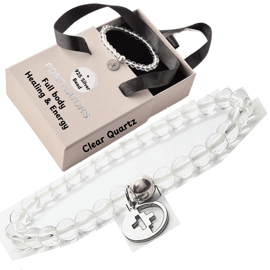Positivators Full body Healing & Energy - Clear Quartz & 925 Silver Bead Bracelet - Positivators