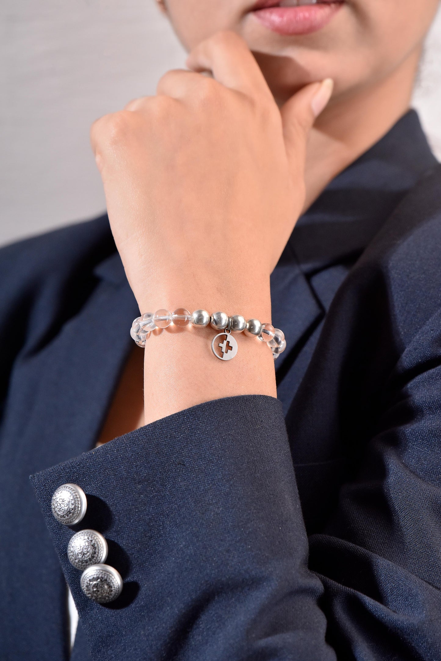 Positivators Full body Healing & Energy - Clear Quartz & 925 Silver Bead Bracelet - Positivators