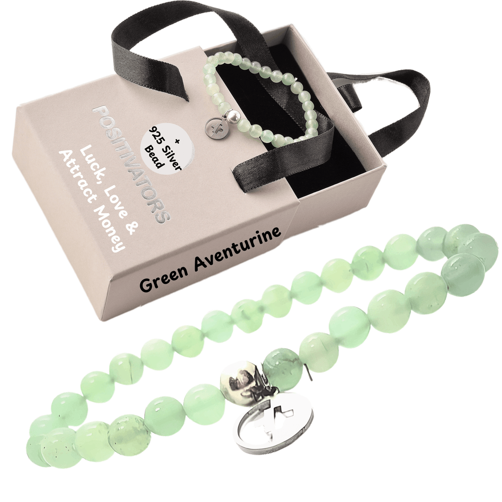 Positivators Grow Luck, Love & Money Magnet - Green Aventurine & 925 Silver Bead Bracelet - Positivators