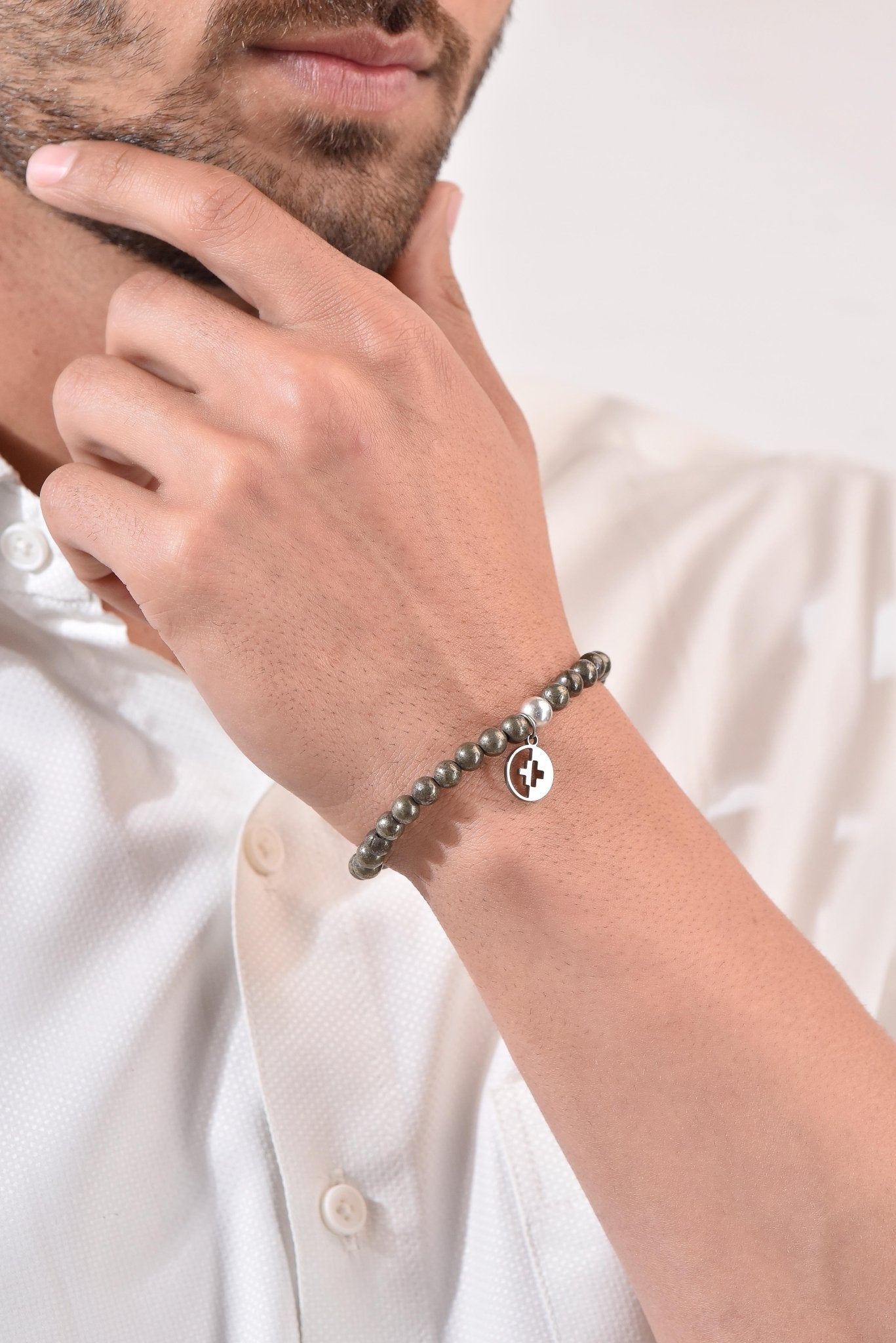 Positivators Grow Success & Will Power - Golden pyrite & 925 Silver Bead Bracelet - Positivators