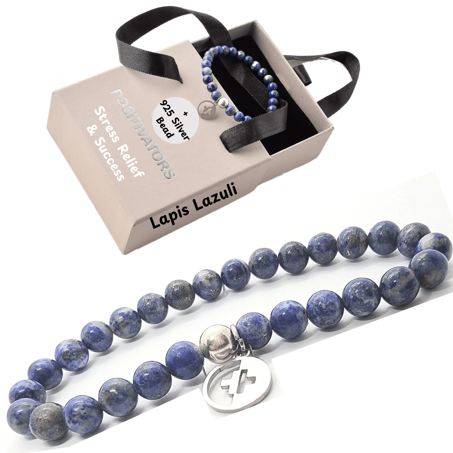 Positivators Stress Relief & Success - Lapis lazuli & 925 Silver Bead Bracelet - Positivators