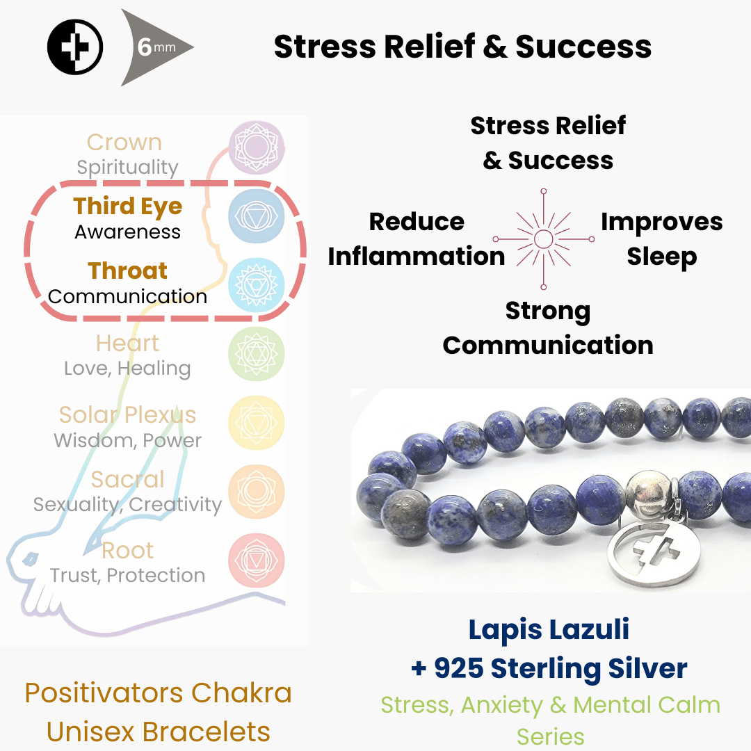 Positivators Stress Relief & Success - Lapis lazuli & 925 Silver Bead Bracelet - Positivators