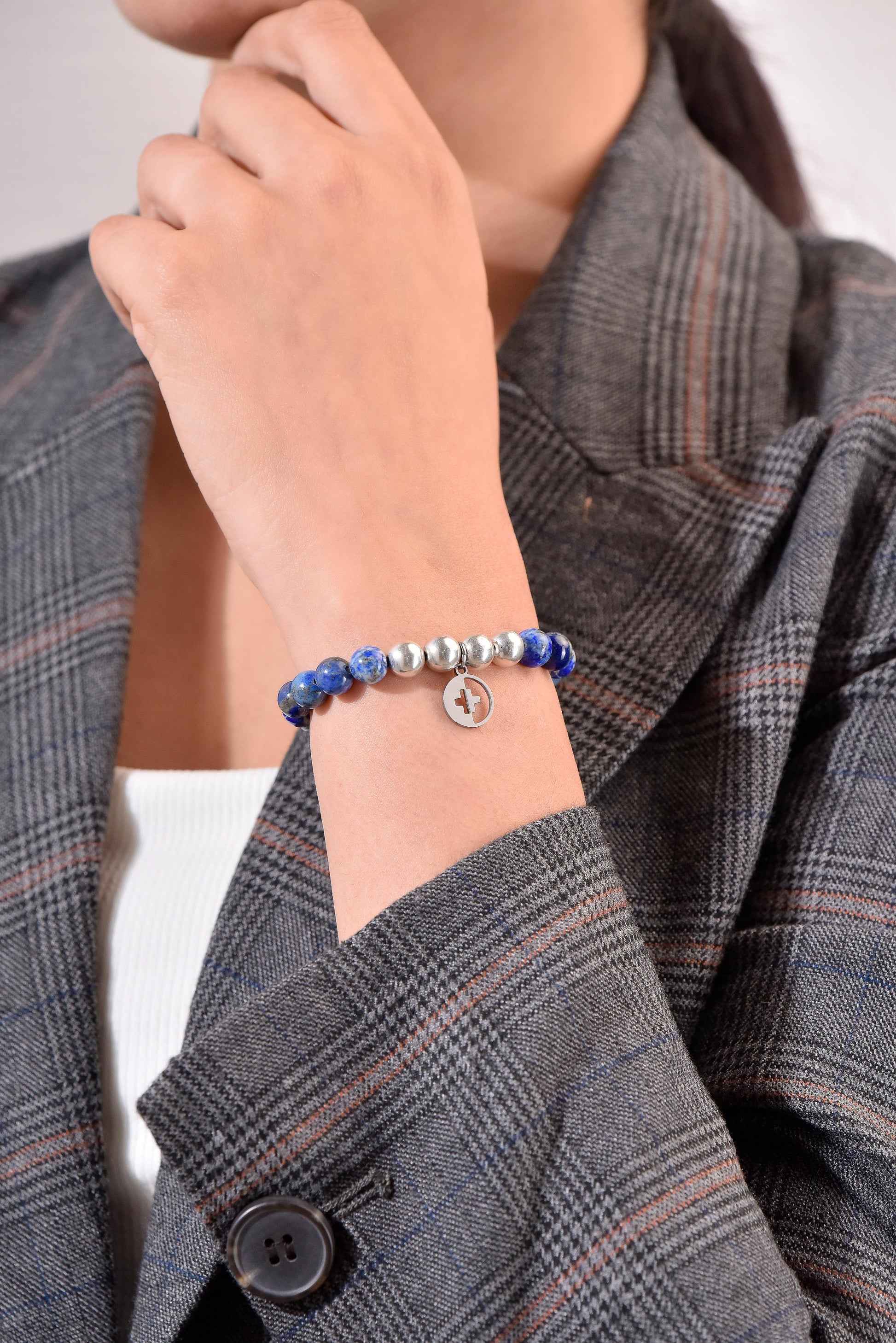 Positivators Stress Relief & Success - Lapis lazuli & 925 Silver Bead Bracelet - Positivators