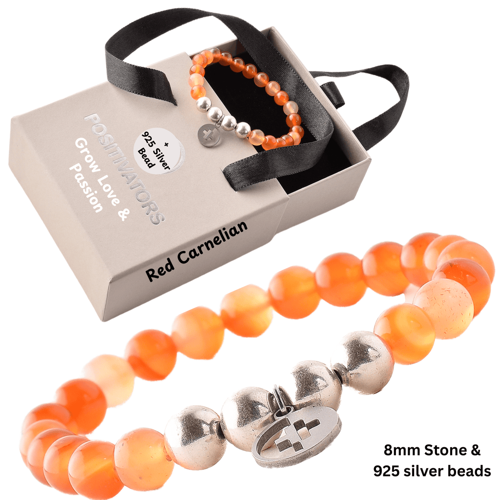 Positivators Grow Love & Passion - Red Carnelian & 925 Silver Bead Bracelet - Positivators