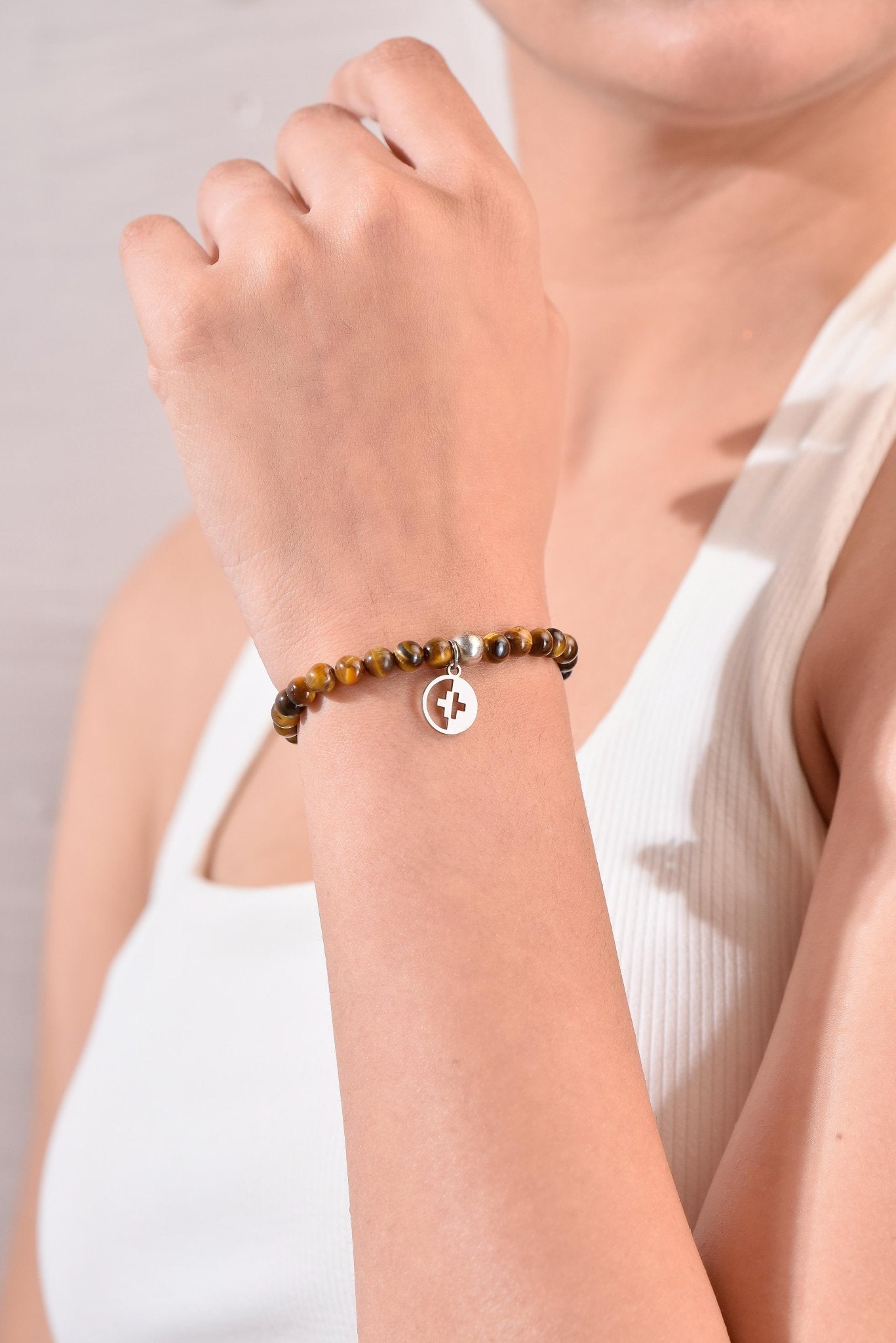 Positivators Grow Courage & Physical Protection - Yellow Tiger Eye & 925 Silver Bead Bracelet - Positivators