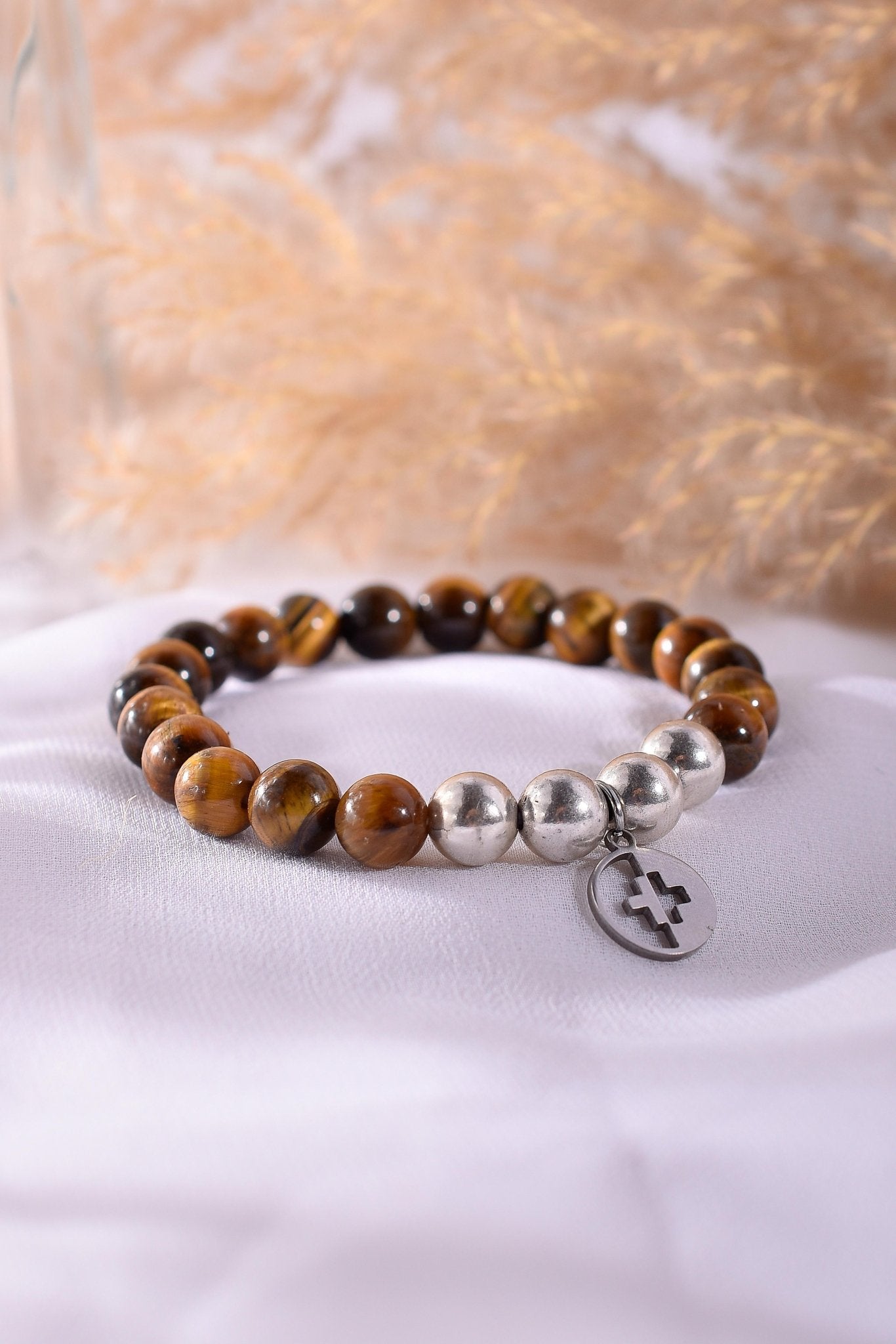 Positivators Grow Courage & Physical Protection - Yellow Tiger Eye & 925 Silver Bead Bracelet - Positivators