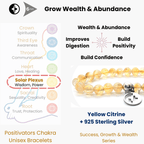 Positivators Grow Wealth & Abundance - Yellow Citrine & 925 Silver Bead Bracelet - Positivators