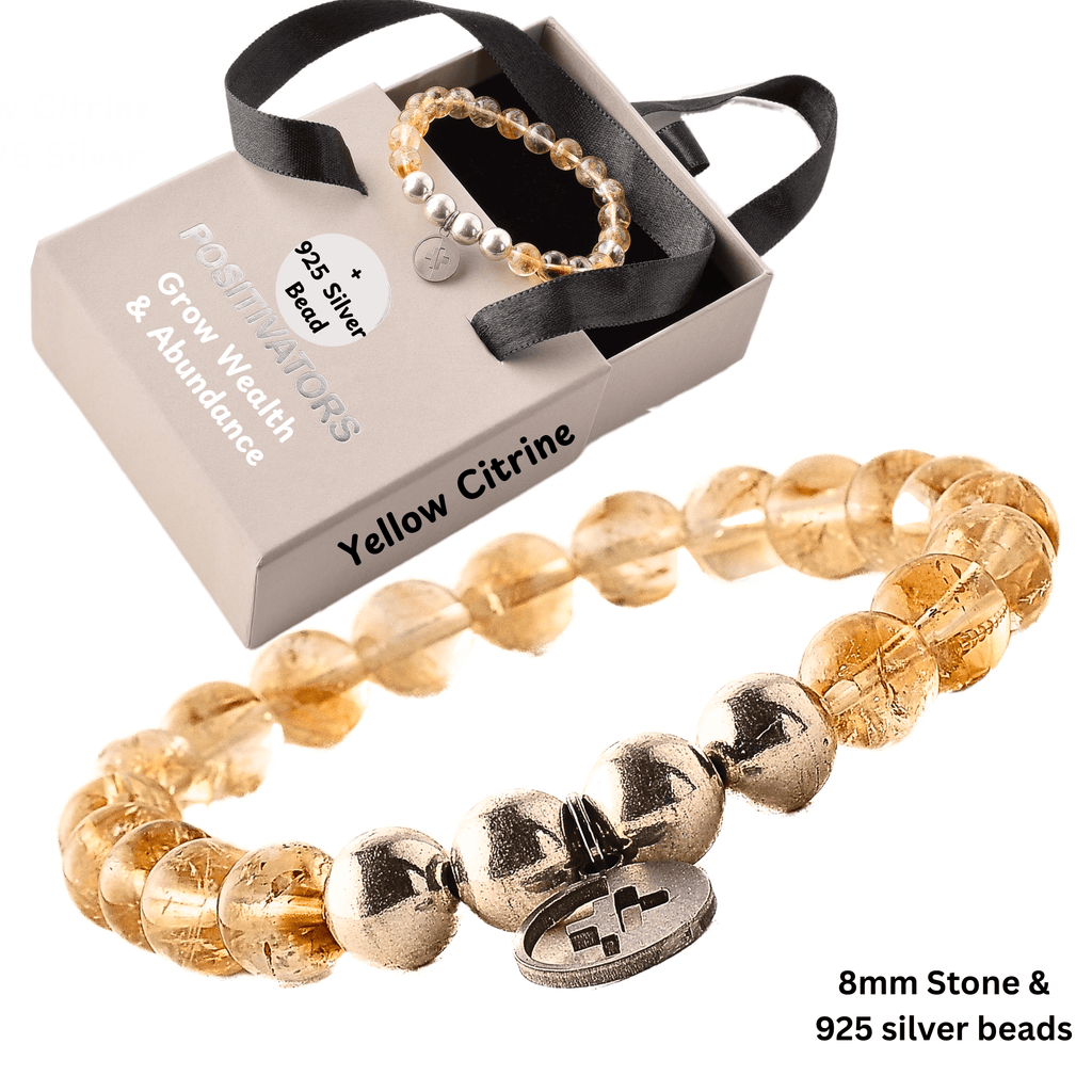 Positivators Grow Wealth & Abundance - Yellow Citrine & 925 Silver Bead Bracelet - Positivators