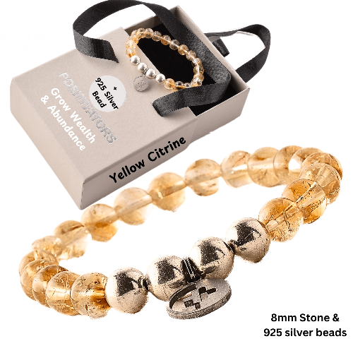 Positivators Grow Wealth & Abundance - Yellow Citrine & 925 Silver Bead Bracelet - Positivators