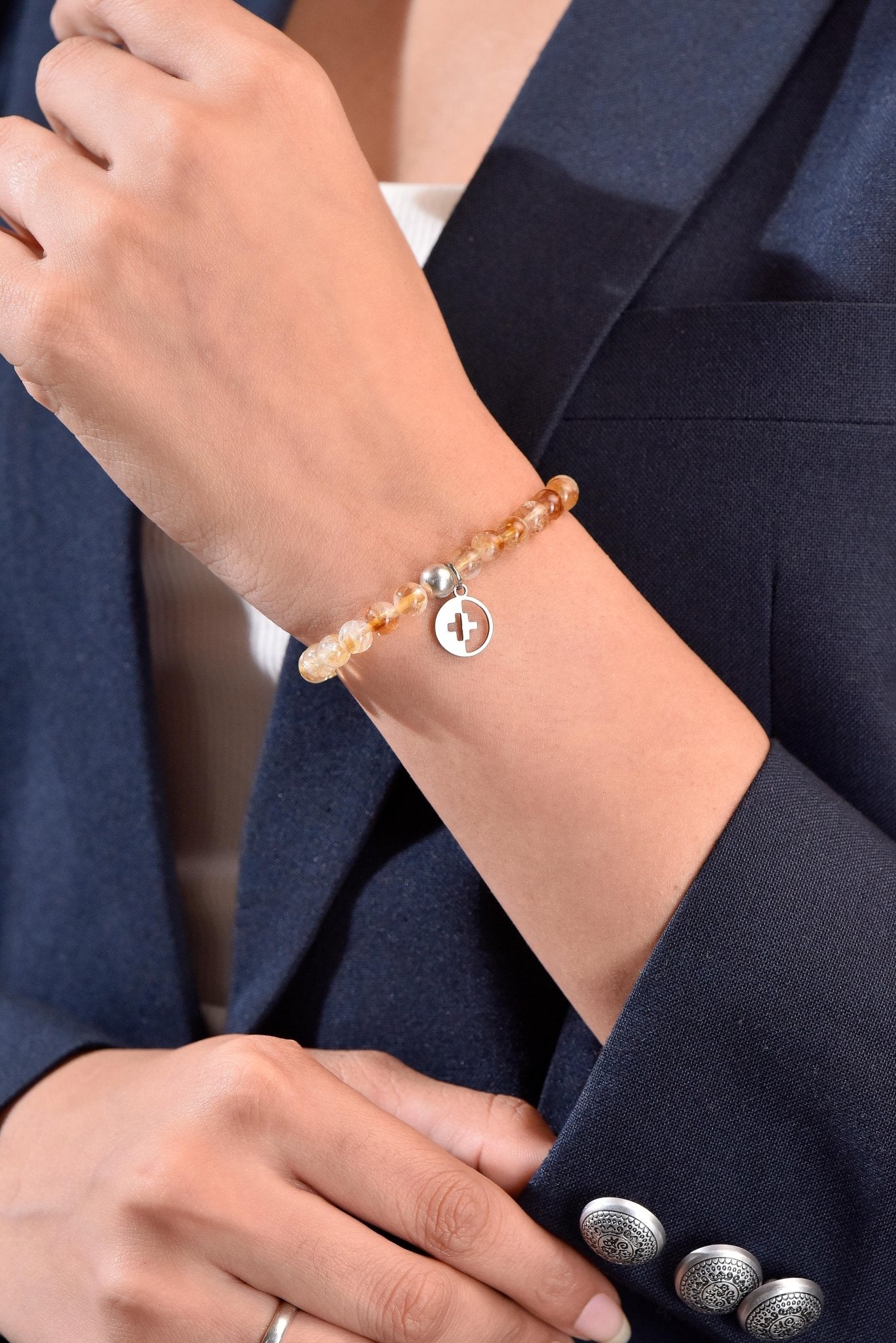 Positivators Grow Wealth & Abundance - Yellow Citrine & 925 Silver Bead Bracelet - Positivators