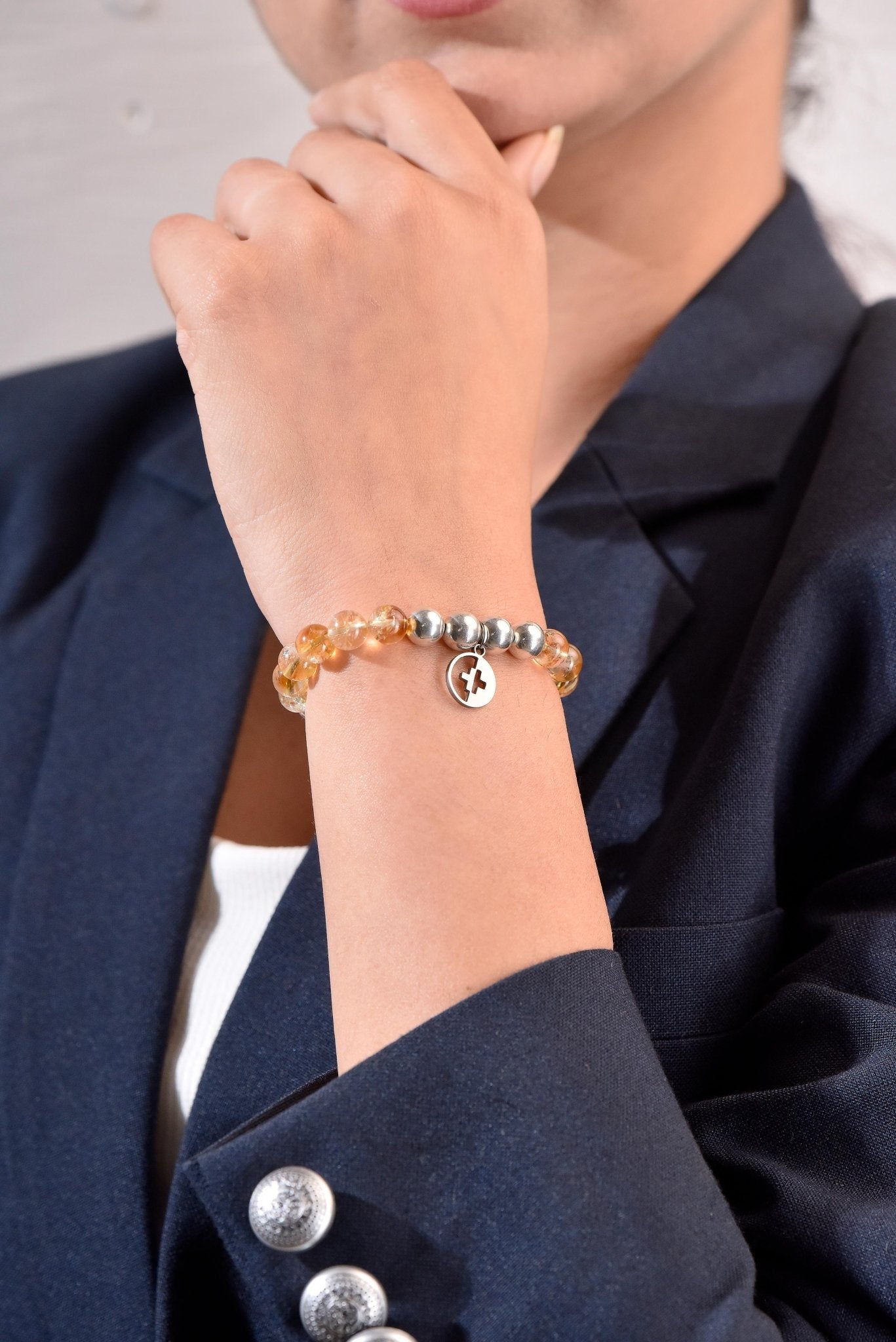 Positivators Grow Wealth & Abundance - Yellow Citrine & 925 Silver Bead Bracelet - Positivators