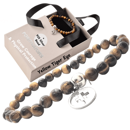 Positivators Grow Courage & Physical Protection - Yellow Tiger Eye & 925 Silver Bead Bracelet - Positivators